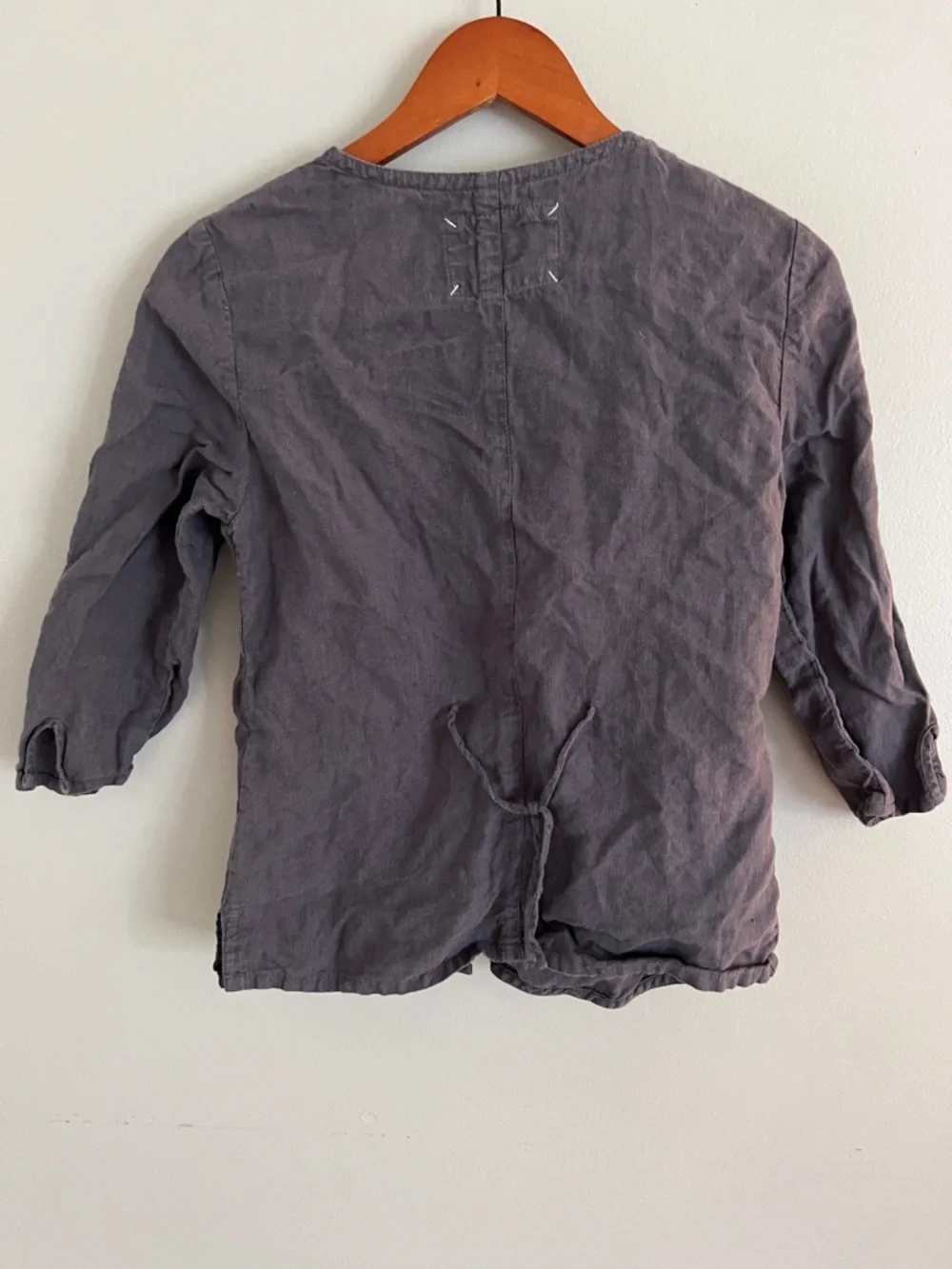 Poetry Women’s Charcoal Gray Lightweight 100% Linen Cross Top Size 4